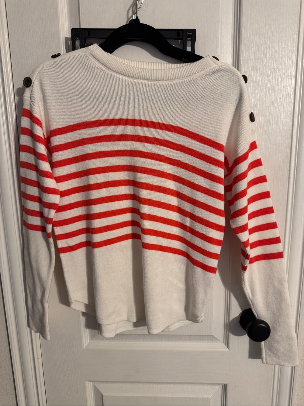 GAP Cream Sweater with Coral Stripes